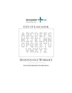 CITY OF LANCASTER MAINTENANCE WORKER I