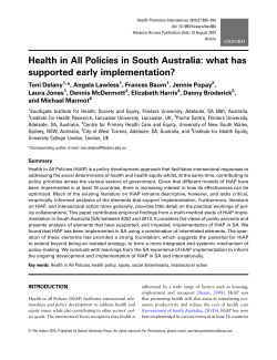 Health in All Policies in South Australia: what has