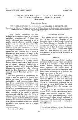 CLINICAL CHEMISTRY QUALITY CONTROL VALUES IN THIRTY