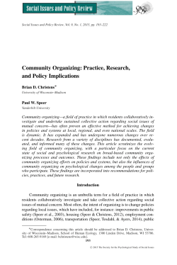 Community Organizing: Practice, Research, and
