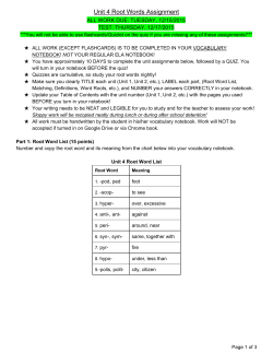 Unit 4 Root Words Assignment