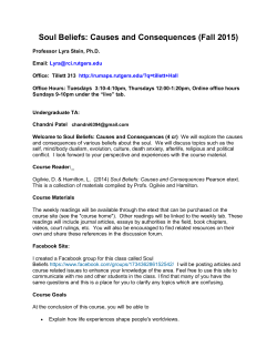 Soul Beliefs: Causes and Consequences (Fall 2015)