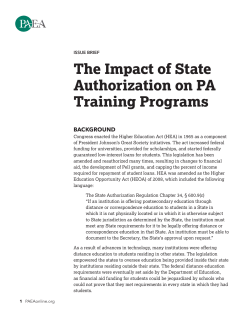 The Impact of State Authorization on PA Training Programs (2017)