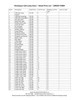 Retail Price List &ndash; ORDER FORM - Himalayan Pink Salt Lamps