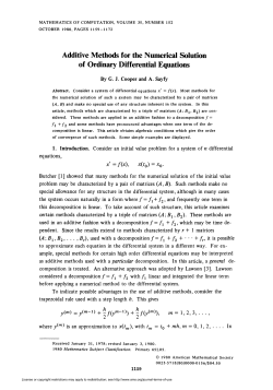 Additive Methods for the Numerical Solution of Ordinary Differential