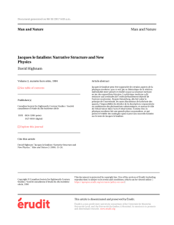 Jacques le fataliste: Narrative Structure and New Physics