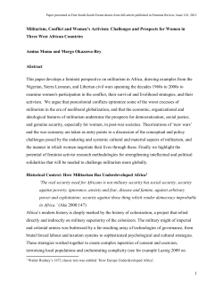 Militarism, Conflict and Women`s Activism