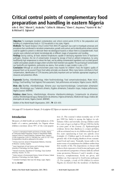 Critical control points of complementary food preparation and