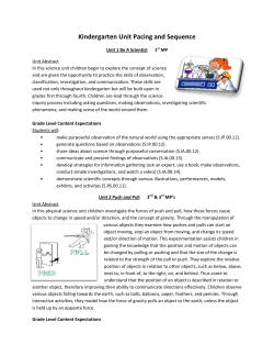 Kindergarten Unit Pacing and Sequence