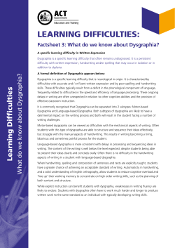 Learning Difficulties Factsheet 3: What do we know about Dysgraphia?