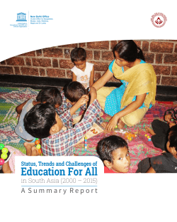 Status, trends and challenges of Education for All in South Asia