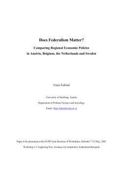 Does Federalism Matter? Comparing Regional Economic Policies in