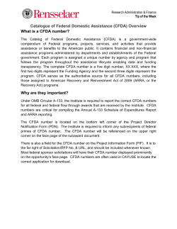 Catalogue of Federal Domestic Assistance (CFDA) Overview What