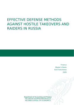 effective defense methods against hostile takeovers and raiders in