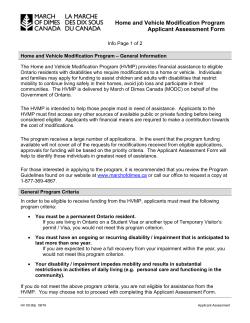 Home and Vehicle Modification Program Applicant Assessment Form