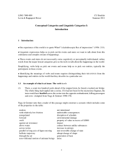 Conceptual Categories and Linguistic Categories I