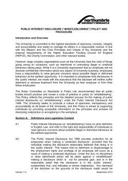 Public Interest Disclosure ("Whistleblowing") Policy