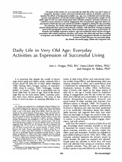Daily Life in Very Old Age: Everyday Activities as