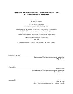 Monitoring and Evaluation of the Ceramic Hemispheric Filter in