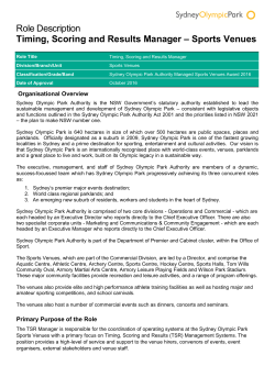 Role Description Timing, Scoring and Results Manager