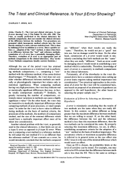 The T-test and Clinical Relevance. Is Your p Error Showing?