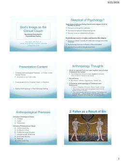 God`s Image on the Clinical Couch - Center for Family Life Formation