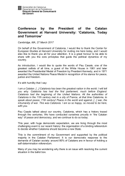 Conference by the President of the Catalan Government at Harvard