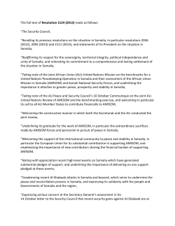 The full text of Resolution 2124 (2013) reads as follows: &ldquo;The