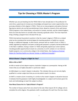 Tips for Choosing a TESOL Master`s Program