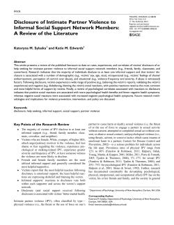 Disclosure of Intimate Partner Violence to Informal Social Support