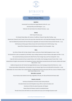Byron`s Dinner Menu