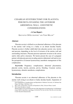 cesarean hysterectomy for placenta percreta invading the anterior