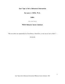 Duct Tape is Not a Behavioral Intervention By Laura