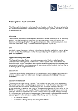 Glossary for the RCGP Curriculum