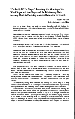 "I`m Really NOT a Singer": Examiningthe Meaning of the Word