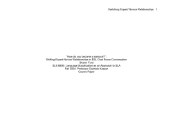 Switching Expert/ Novice Relationships 1 “How do you become a