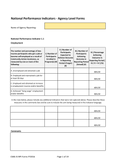 National Performance Indicators - Agency Level Forms