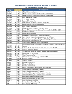 Master List of Arts and Literature Breadth 2016