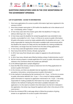 questions (indicators) used in the civic monitoring of the government