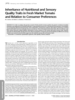 Inheritance of Nutritional and Sensory Quality Traits in