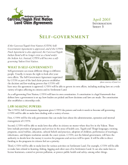 Self Government - Carcross/Tagish First Nation