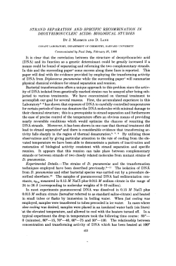 Marmur and Lane 1960 - Department Of Biological Sciences