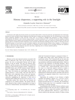 Histone chaperones, a supporting role in the limelight