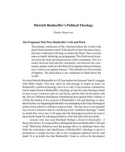Dietrich Bonhoeffer`s Political Theology (The Conrad Grebel Review