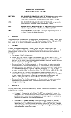 Administrative Agreement for the federal Gas Tax Fund