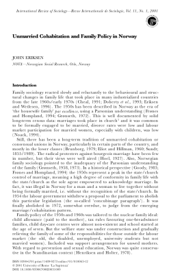 Unmarried Cohabitation and Family Policy in Norway