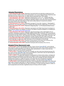 Adopted Resolutions Adopted Prime Sponsored Laws
