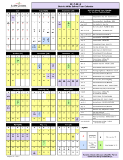 District Wide School Calendar FY 2017-2018