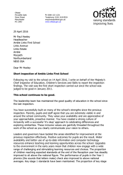 29 April 2016 Mr Paul Heeley Headteacher Amble Links First School