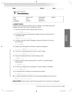 Earthquakes Vocabulary